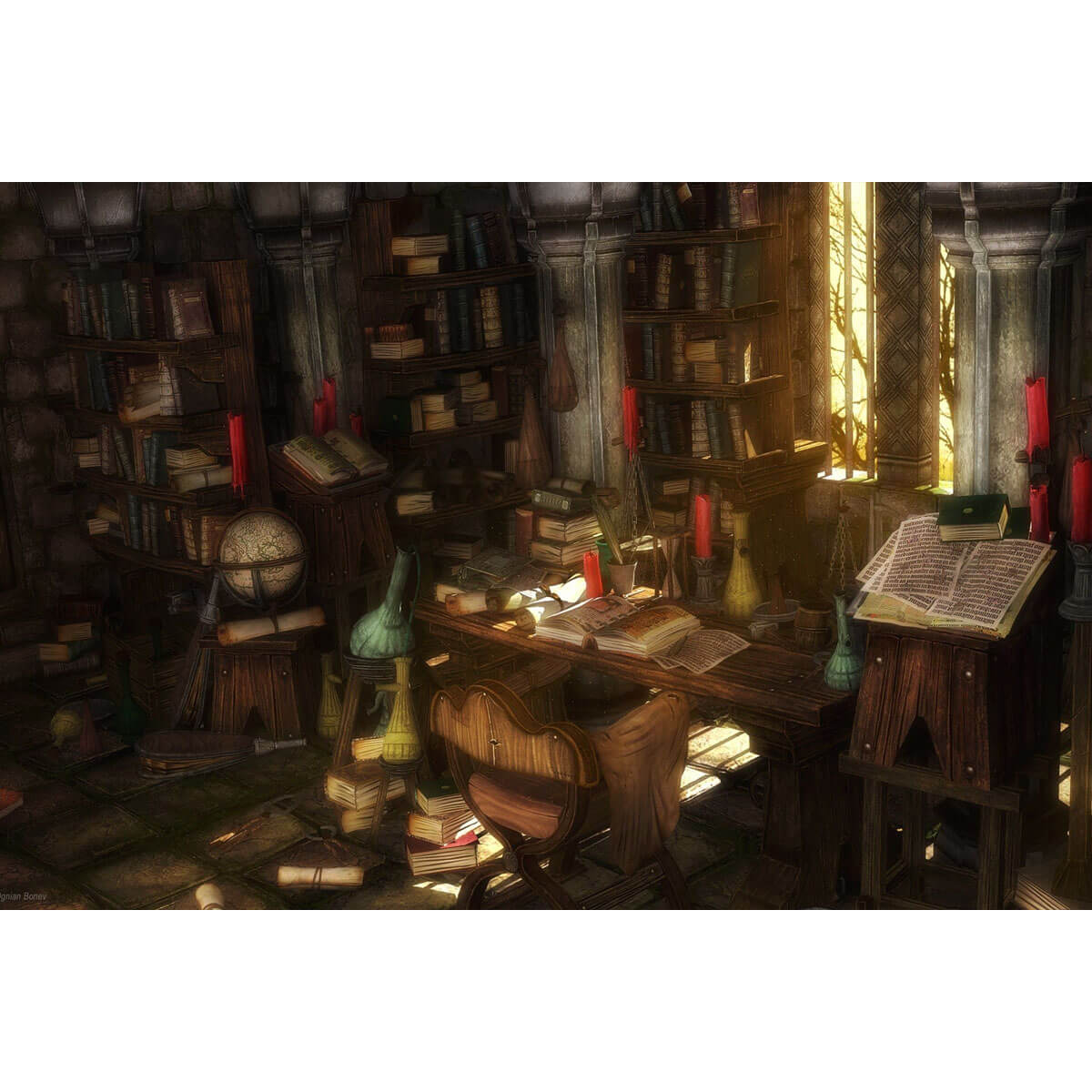 Wooden Jigsaw Puzzle 1000 Piece - Alchemist's Study with Books and Candles