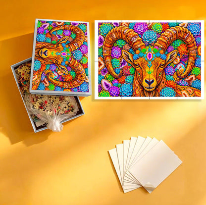 1000-Piece Premium Wooden Jigsaw Puzzle for Adults – Alpine Ibex | Artisan Crafted, Whimsical Shapes & Unique Designs, Best Relaxation Gift