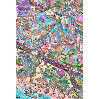 1000-Piece Premium Wooden Jigsaw Puzzle for Adults – Amusement Park Paradise | Artisan Crafted, Whimsical Shapes & Unique Designs, Best Relaxation Gift