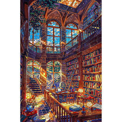 1000-Piece Premium Wooden Jigsaw Puzzle for Adults – Anime Sunlight Gothic Library | Artisan Crafted, Whimsical Shapes & Unique Designs, Best Relaxation Gift