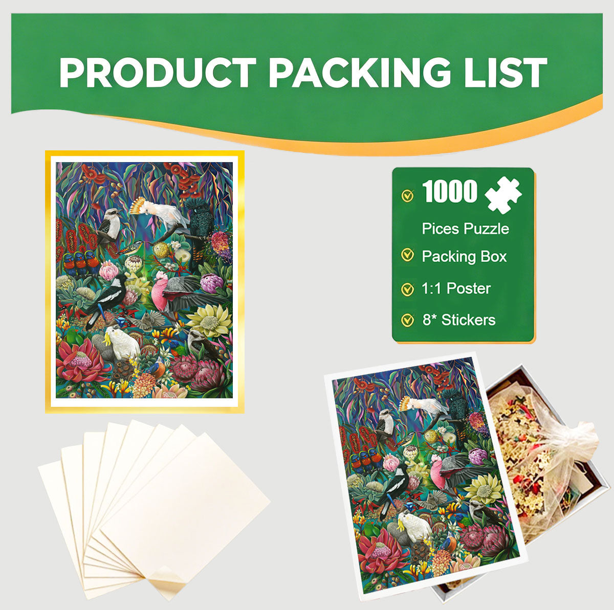 1000-Piece Premium Wooden Jigsaw Puzzle for Adults – Australian Wildlife and Flora | Artisan Crafted, Whimsical Shapes & Unique Designs, Best Relaxation Gift