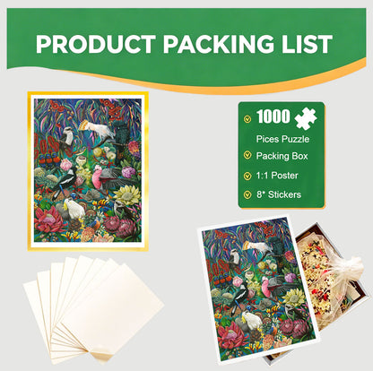 1000-Piece Premium Wooden Jigsaw Puzzle for Adults – Australian Wildlife and Flora | Artisan Crafted, Whimsical Shapes & Unique Designs, Best Relaxation Gift