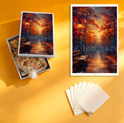1000-Piece Premium Wooden Jigsaw Puzzle for Adults – Autumn Path | Artisan Crafted, Whimsical Shapes & Unique Designs, Best Relaxation Gift