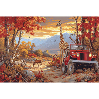 1000-Piece Premium Wooden Jigsaw Puzzle for Adults – Autumn Safari Adventure | Artisan Crafted, Whimsical Shapes & Unique Designs, Best Relaxation Gift