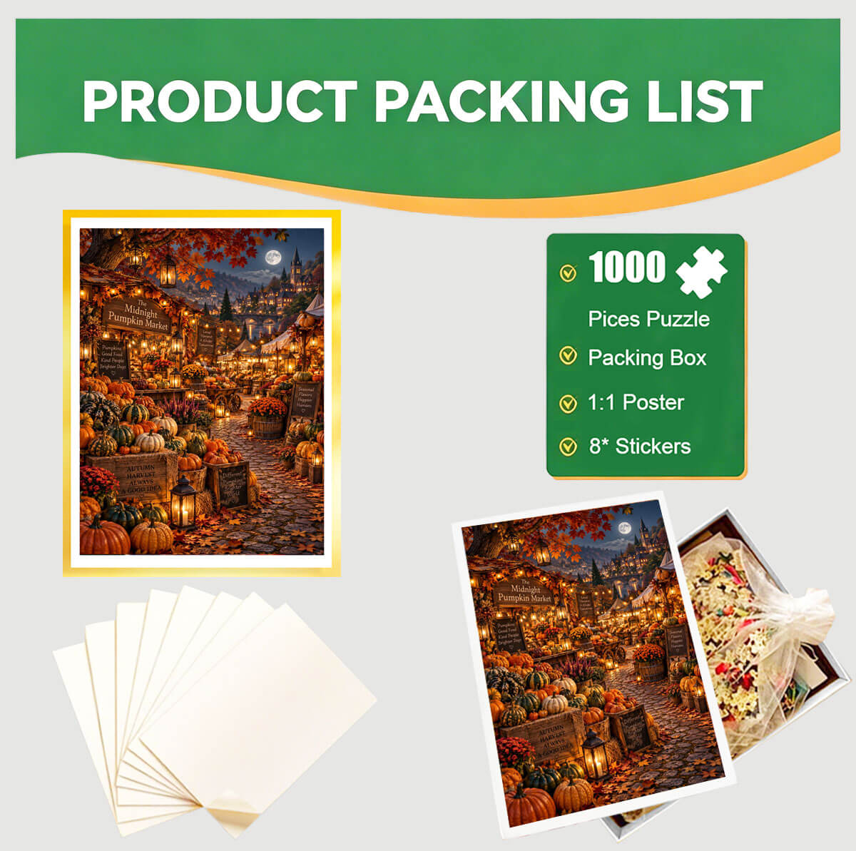 1000-Piece Premium Wooden Jigsaw Puzzle for Adults – Autumn Town | Artisan Crafted, Whimsical Shapes & Unique Designs, Best Relaxation Gift