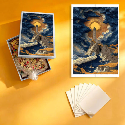 1000-Piece Premium Wooden Jigsaw Puzzle for Adults – Beacon of Hope Lighthouse| Artisan Crafted, Whimsical Shapes & Unique Designs, Best Relaxation Gift