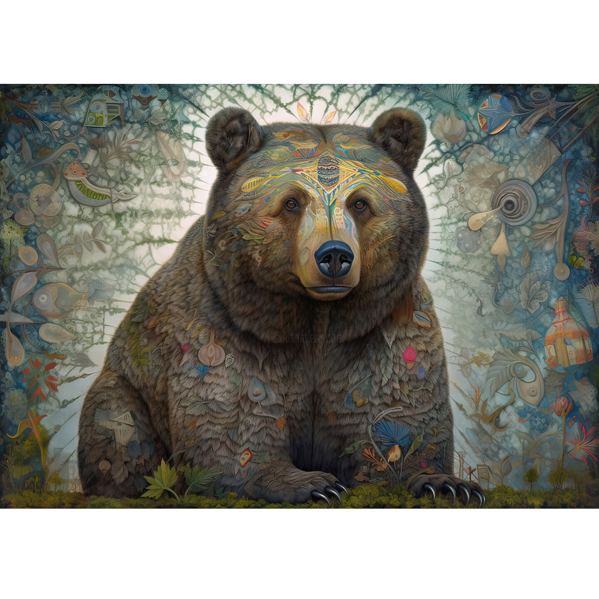 Wooden Jigsaw Puzzle 1000-Piece for Adults – Relaxing Gift Idea & Elegant Home Décor Artwork with Full-Size Poster, Premium Stress Relief Activity - Bear - Artisan Puzzles