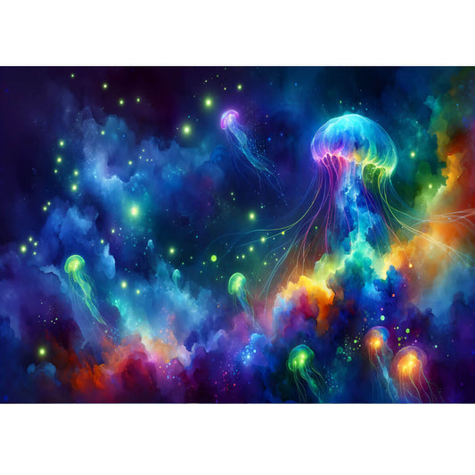 Wooden Jigsaw Puzzle 1000 Piece - Bioluminescent Jellyfish