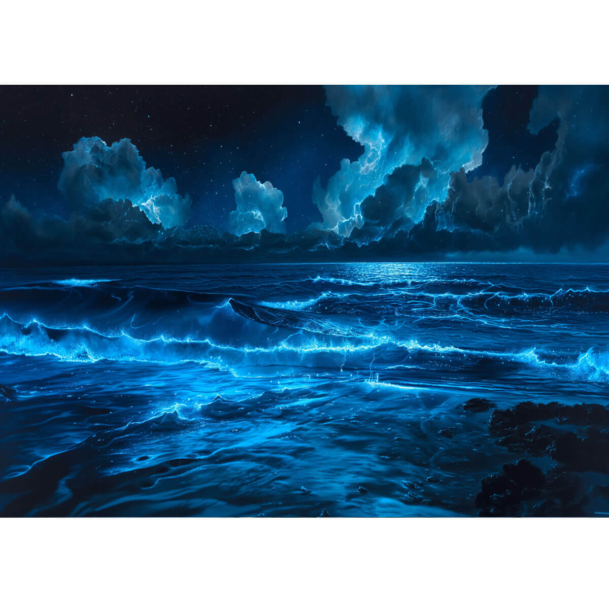 Wooden Jigsaw Puzzle 1000 Piece - Bioluminescent Ocean Waves