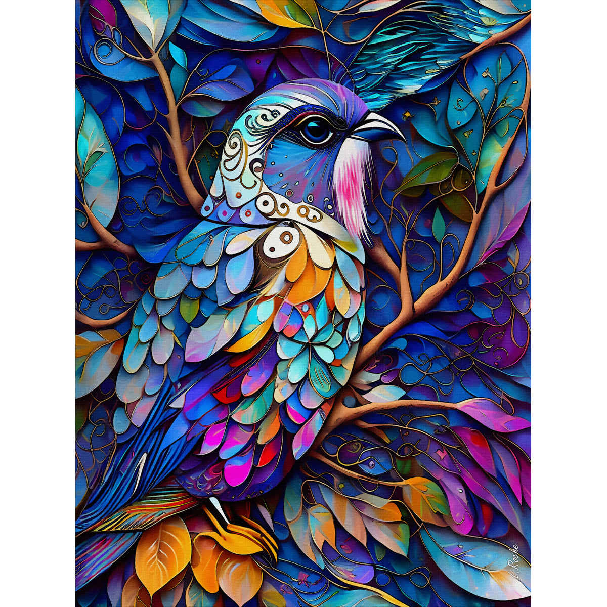 Wooden Jigsaw Puzzle 1000-Piece for Adults – Relaxing Gift Idea & Elegant Home Décor Artwork with Full-Size Poster, Premium Stress Relief Activity - Birdy moon - Artisan Puzzles