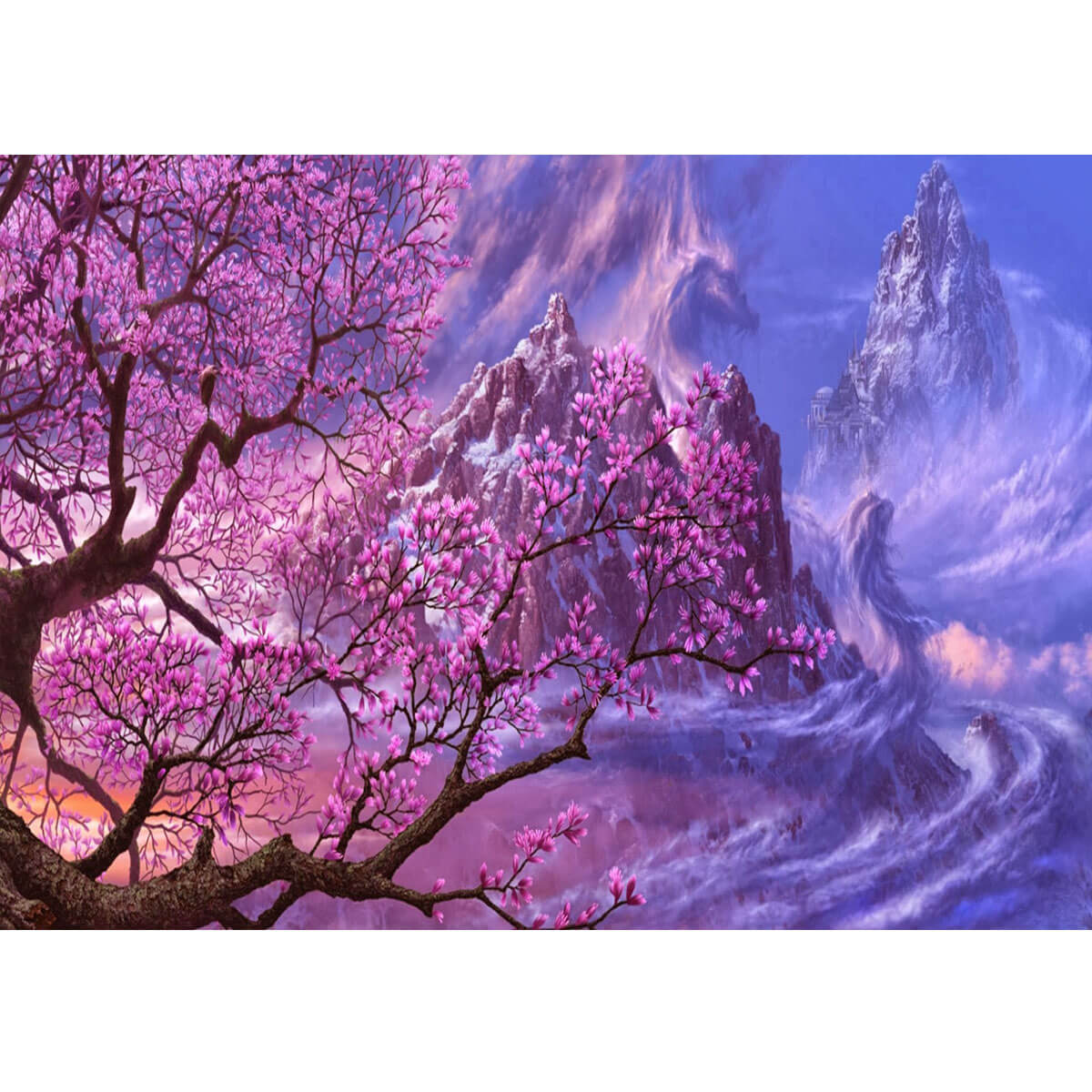 1000-Piece Premium Wooden Jigsaw Puzzle for Adults – Blossom Peaks | Artisan Crafted, Whimsical Shapes & Unique Designs, Best Relaxation Gift