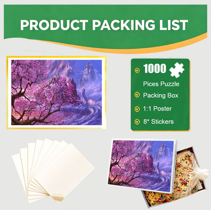 1000-Piece Premium Wooden Jigsaw Puzzle for Adults – Blossom Peaks | Artisan Crafted, Whimsical Shapes & Unique Designs, Best Relaxation Gift