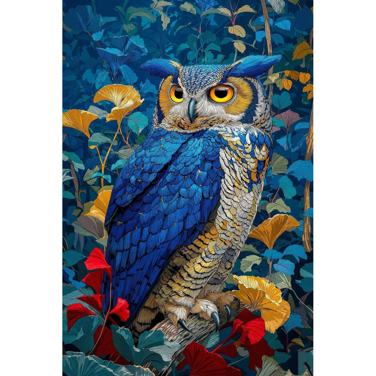 1000-Piece Premium Wooden Jigsaw Puzzle for Adults –Blue Forest Owl | Artisan Crafted, Whimsical Shapes & Unique Designs, Best Relaxation Gift
