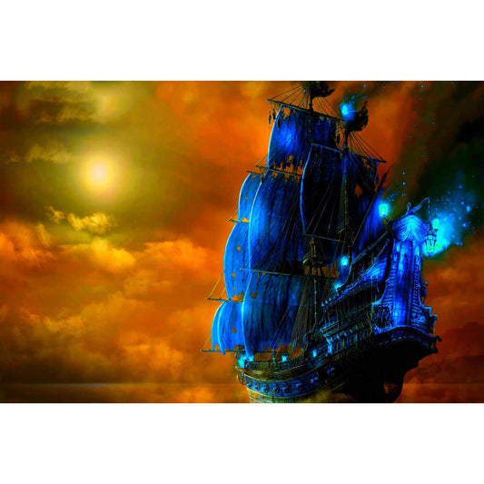 1000-Piece Premium Wooden Jigsaw Puzzle for Adults – Blue Ghost Ship | Artisan Crafted, Whimsical Shapes & Unique Designs, Best Relaxation Gift