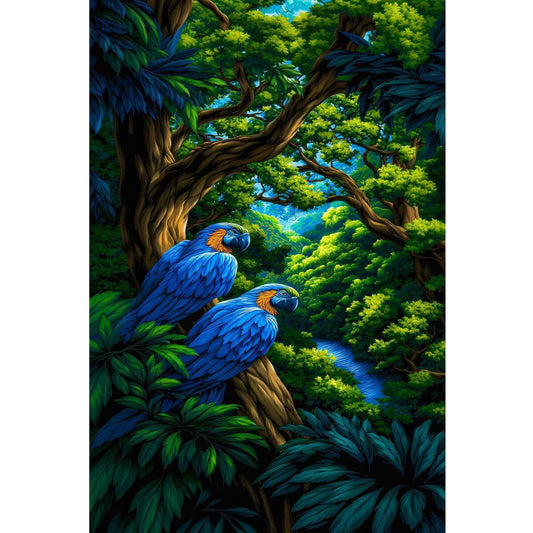 Wooden Jigsaw Puzzle 1000 Piece - Blue Parrots in Jungle