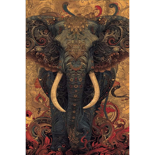 1000-Piece Premium Wooden Jigsaw Puzzle for Adults – Bohemian Sacred Elephant | Artisan Crafted, Whimsical Shapes & Unique Designs, Best Relaxation Gift
