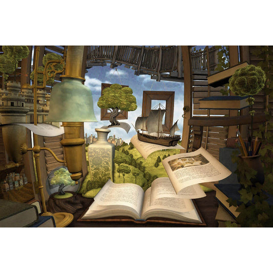Wooden Jigsaw Puzzle 1000 Piece - Bookscape with Floating Pages