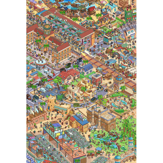 1000-Piece Premium Wooden Jigsaw Puzzle for Adults – Bustling Town Square | Artisan Crafted, Whimsical Shapes & Unique Designs, Best Relaxation Gift