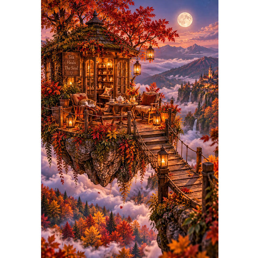 1000-Piece Premium Wooden Jigsaw Puzzle for Adults – Cabin Sunset | Artisan Crafted, Whimsical Shapes & Unique Designs, Best Relaxation Gift