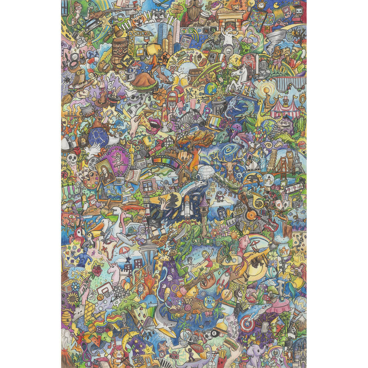 1000-Piece Premium Wooden Jigsaw Puzzle for Adults – Cartoon Collage | Artisan Crafted, Whimsical Shapes & Unique Designs, Best Relaxation Gift