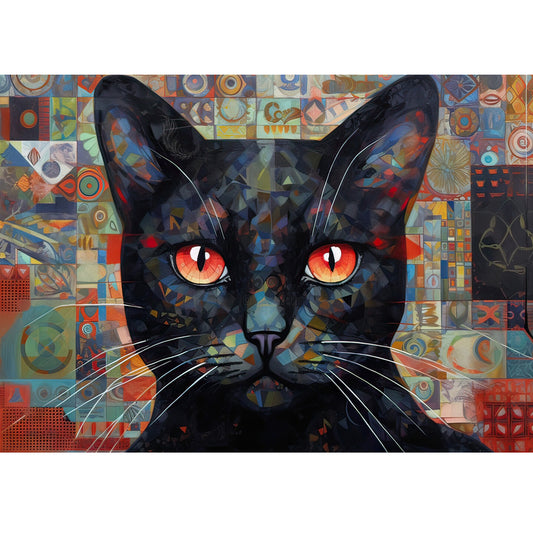 Wooden Jigsaw Puzzle 1000-Piece for Adults – Relaxing Gift Idea & Elegant Home Décor Artwork with Full-Size Poster, Premium Stress Relief Activity - Cat - Artisan Puzzles