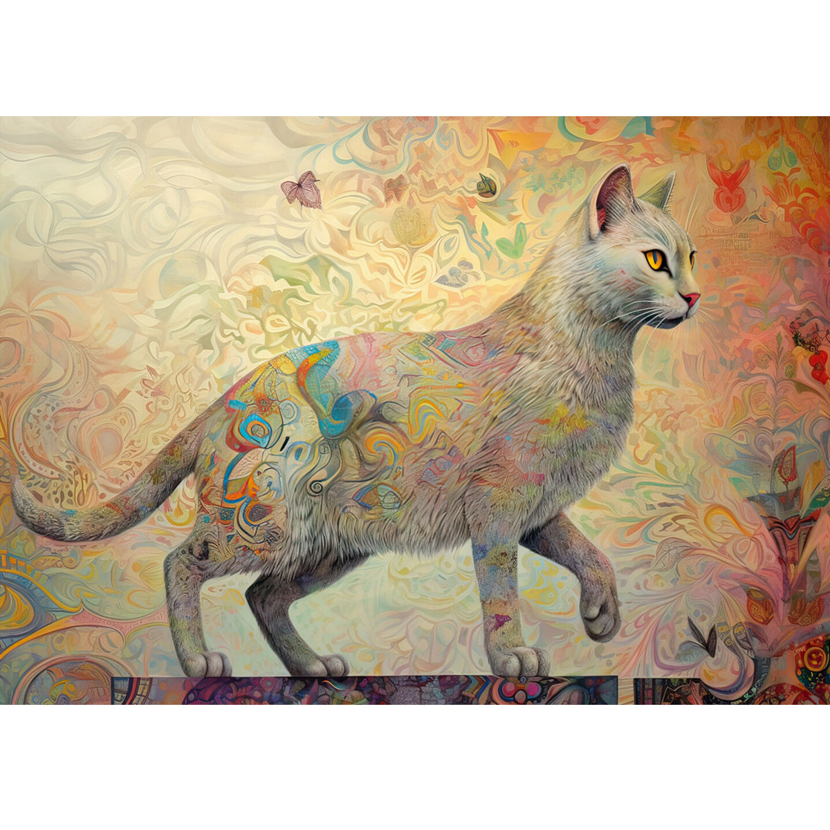 Wooden Jigsaw Puzzle 1000-Piece for Adults – Relaxing Gift Idea & Elegant Home Décor Artwork with Full-Size Poster, Premium Stress Relief Activity - Cat 2 - Artisan Puzzles