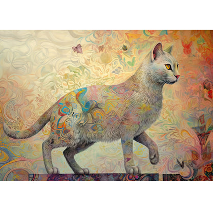 Wooden Jigsaw Puzzle 1000-Piece for Adults – Relaxing Gift Idea & Elegant Home Décor Artwork with Full-Size Poster, Premium Stress Relief Activity - Cat 2 - Artisan Puzzles