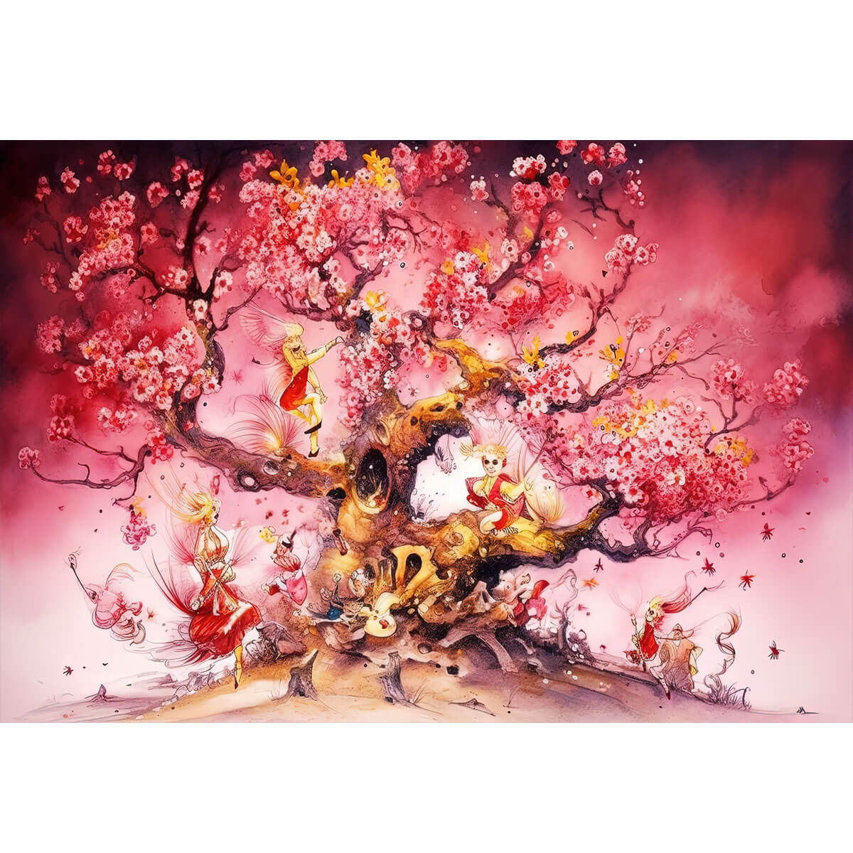 1000-Piece Premium Wooden Jigsaw Puzzle for Adults – Cherry Blossom Fairies | Artisan Crafted, Whimsical Shapes & Unique Designs, Best Relaxation Gift