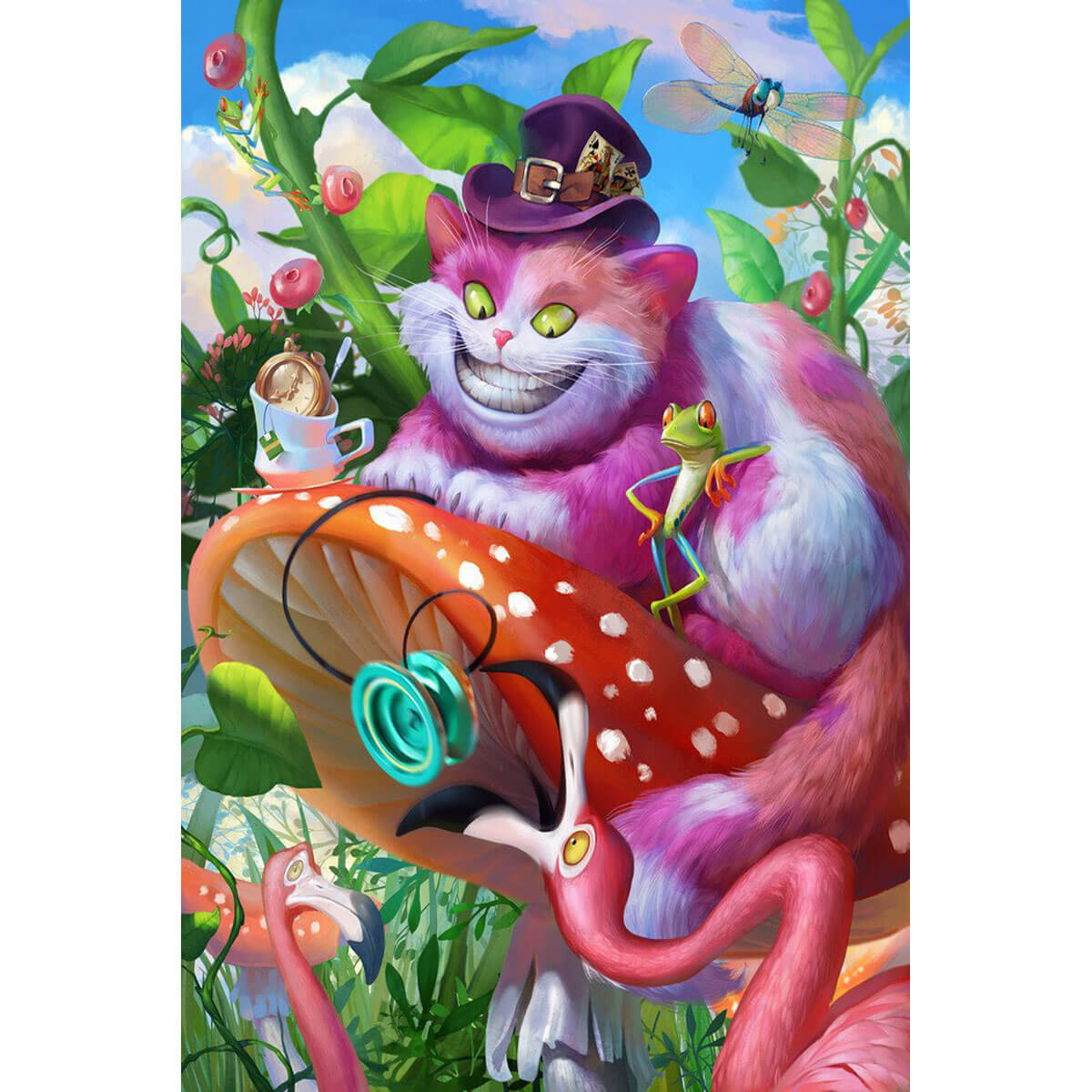 Wooden Jigsaw Puzzle 1000 Piece - Cheshire Cat's Mushroom Tea Party