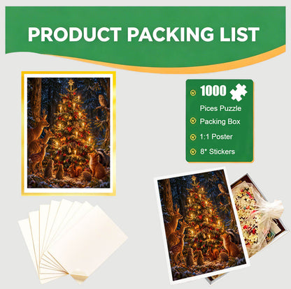 1000-Piece Premium Wooden Jigsaw Puzzle for Adults – Christmas Tree in the Enchanted Forest | Artisan Crafted, Whimsical Shapes & Unique Designs, Best Relaxation Gift