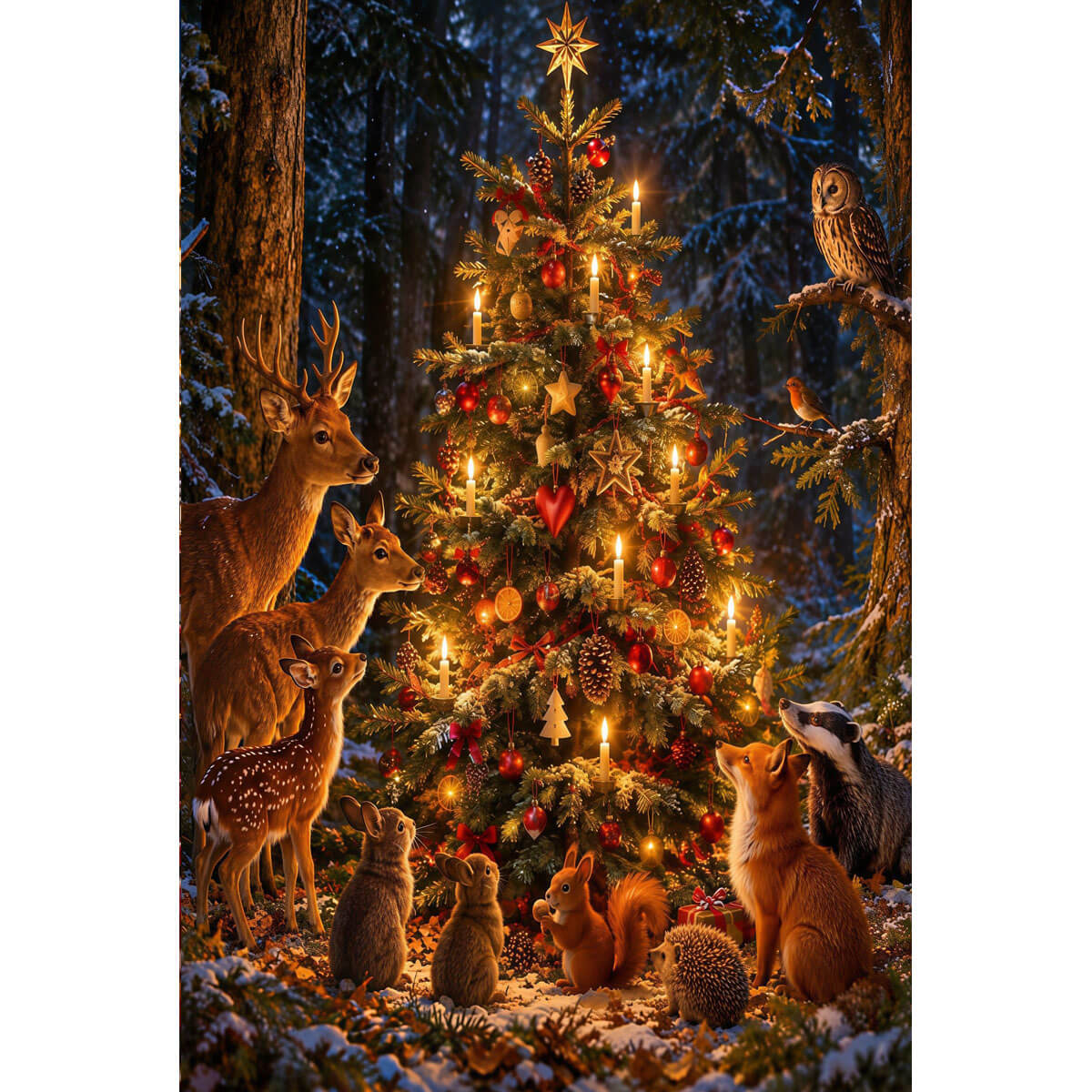 1000-Piece Premium Wooden Jigsaw Puzzle for Adults – Christmas Tree in the Enchanted Forest | Artisan Crafted, Whimsical Shapes & Unique Designs, Best Relaxation Gift