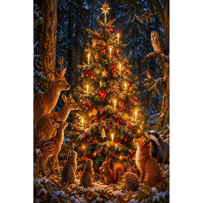 1000-Piece Premium Wooden Jigsaw Puzzle for Adults – Christmas Tree in the Enchanted Forest | Artisan Crafted, Whimsical Shapes & Unique Designs, Best Relaxation Gift