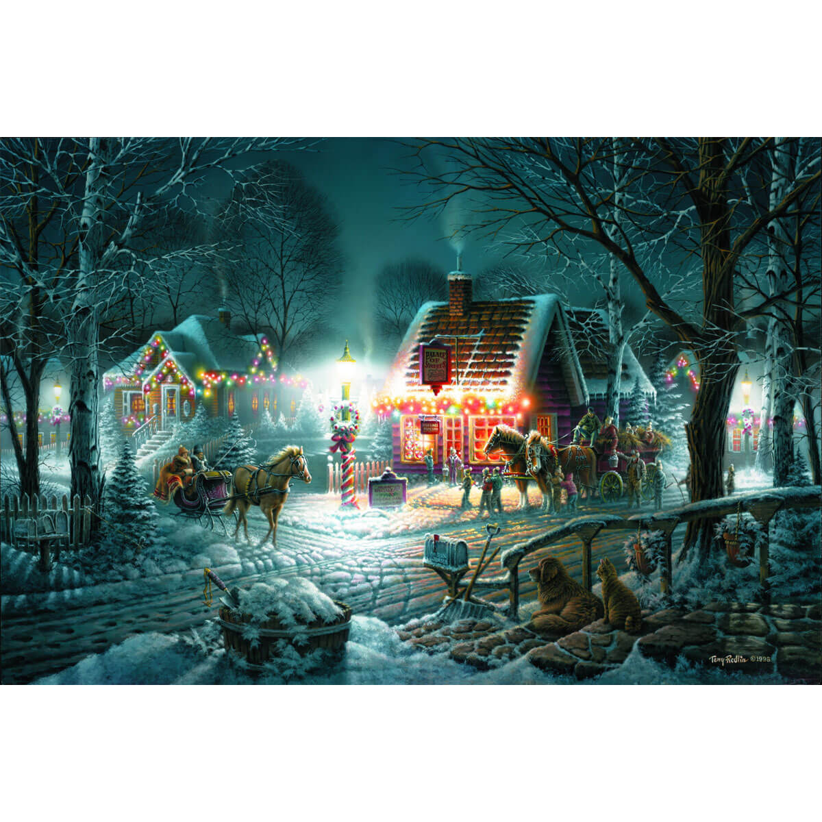 1000-Piece Premium Wooden Jigsaw Puzzle for Adults – Christmas Village Night | Artisan Crafted, Whimsical Shapes & Unique Designs, Best Relaxation Gift