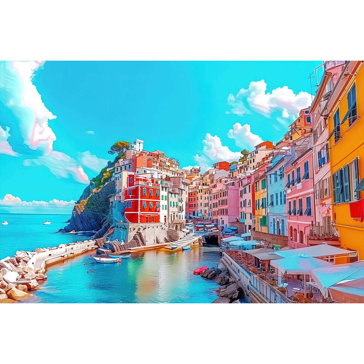 1000-Piece Premium Wooden Jigsaw Puzzle for Adults – Cinque Terre Village | Artisan Crafted, Whimsical Shapes & Unique Designs, Best Relaxation Gift
