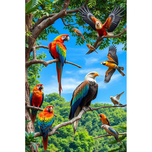 1000-Piece Premium Wooden Jigsaw Puzzle for Adults – Colorful Birds on Tree | Artisan Crafted, Whimsical Shapes & Unique Designs, Best Relaxation Gift