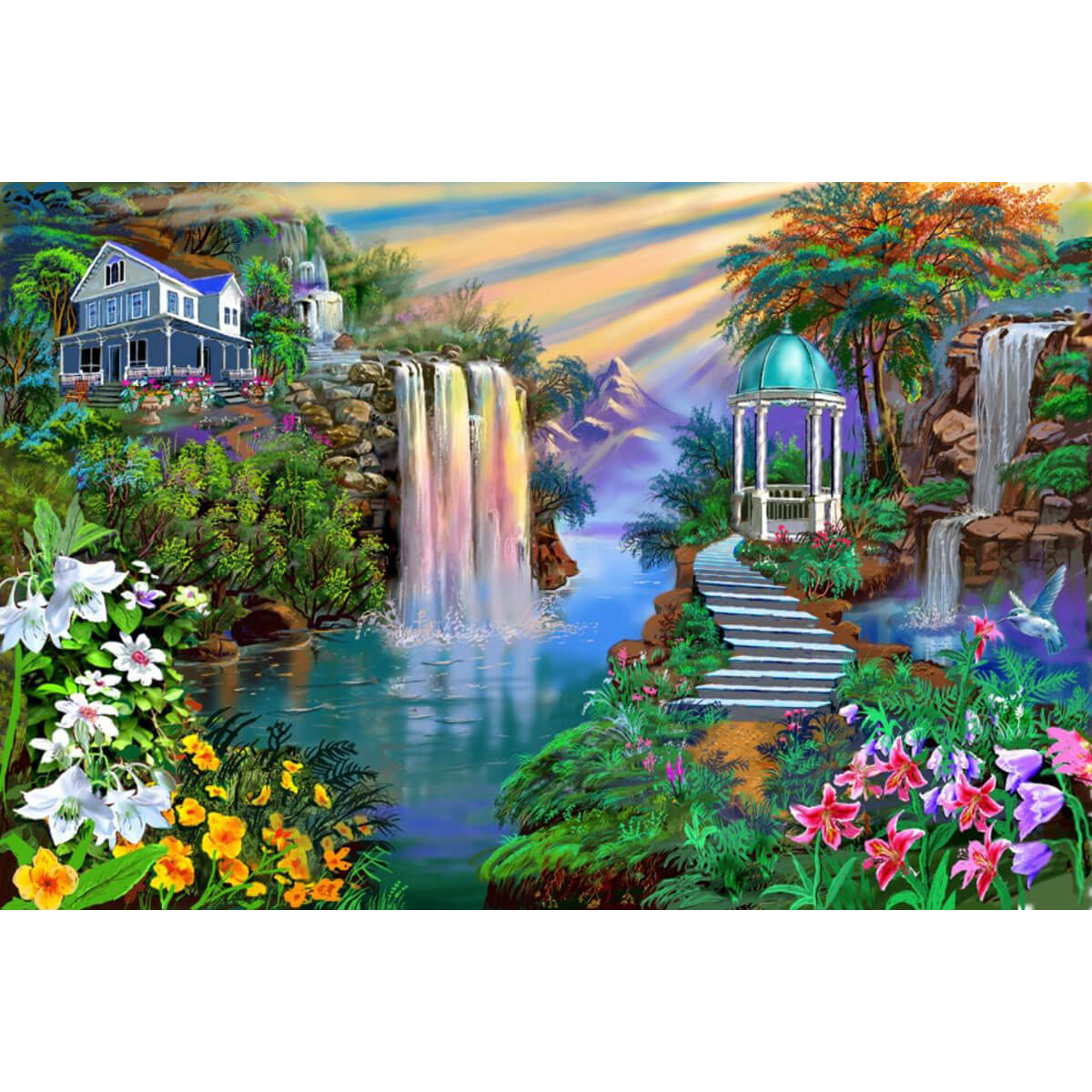 1000-Piece Premium Wooden Jigsaw Puzzle for Adults – Colorful Garden | Artisan Crafted, Whimsical Shapes & Unique Designs, Best Relaxation Gift