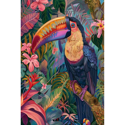 1000-Piece Premium Wooden Jigsaw Puzzle for Adults – Colorful Toucan in Tropical Foliage | Artisan Crafted, Whimsical Shapes & Unique Designs, Best Relaxation Gift