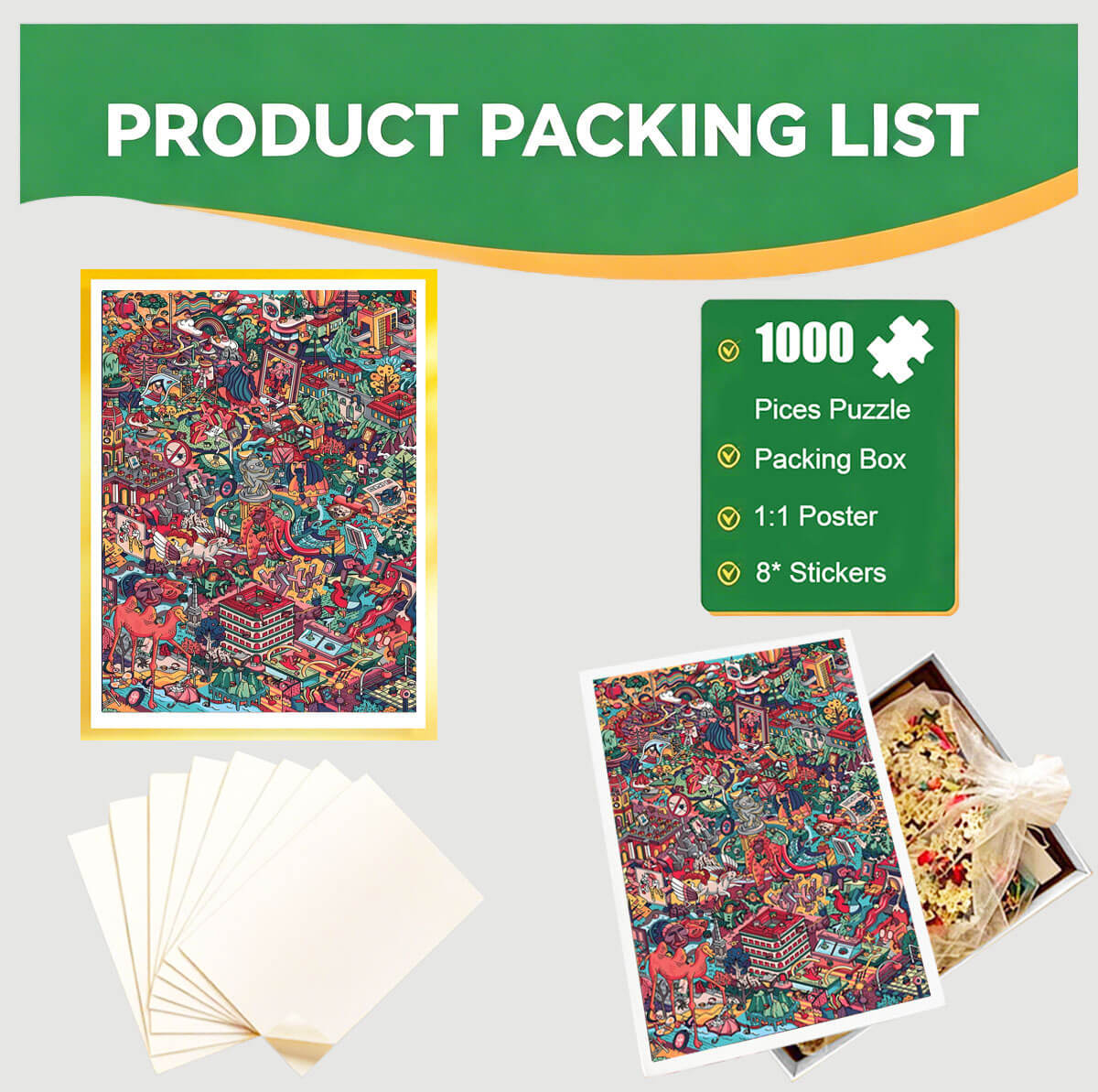 1000-Piece Premium Wooden Jigsaw Puzzle for Adults – Colorful Urban Jungle | Artisan Crafted, Whimsical Shapes & Unique Designs, Best Relaxation Gift