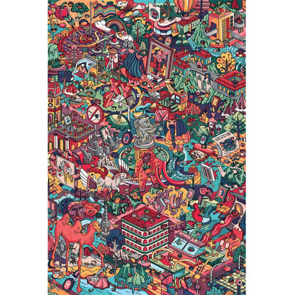 1000-Piece Premium Wooden Jigsaw Puzzle for Adults – Colorful Urban Jungle | Artisan Crafted, Whimsical Shapes & Unique Designs, Best Relaxation Gift