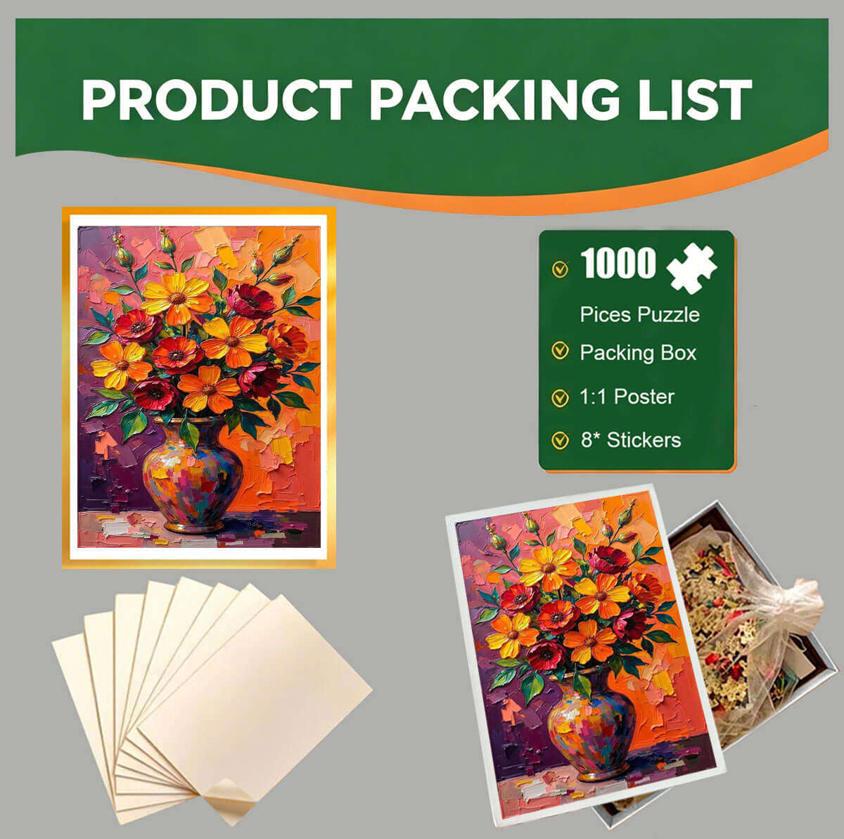 1000-Piece Premium Wooden Jigsaw Puzzle for Adults – Colorful Vase Blooms | Artisan Crafted, Whimsical Shapes & Unique Designs, Best Relaxation Gift