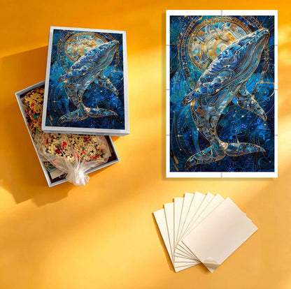 1000-Piece Premium Wooden Jigsaw Puzzle for Adults – Cosmic Pattern Whale | Artisan Crafted, Whimsical Shapes & Unique Designs, Best Relaxation Gift