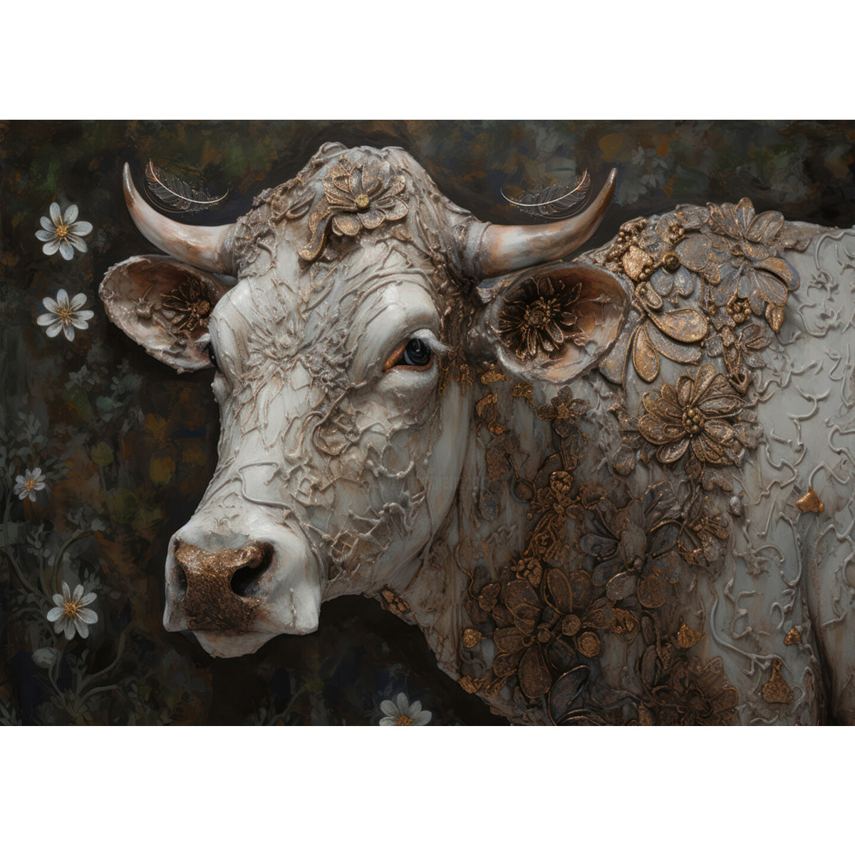 Wooden Jigsaw Puzzle 1000-Piece for Adults – Relaxing Gift Idea & Elegant Home Décor Artwork with Full-Size Poster, Premium Stress Relief Activity - Cow - Artisan Puzzles