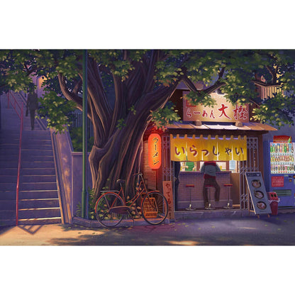 Wooden Jigsaw Puzzle 1000 Piece - Cozy Ramen Shop Under Big Tree