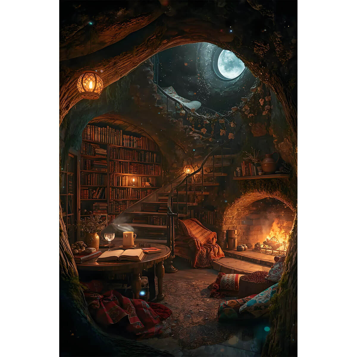 1000-Piece Premium Wooden Jigsaw Puzzle for Adults – Cozy Tree Library | Artisan Crafted, Whimsical Shapes & Unique Designs, Best Relaxation Gift