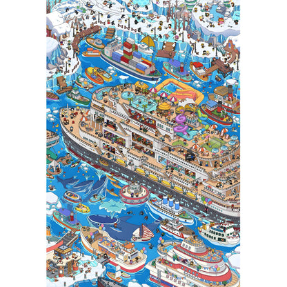 1000-Piece Premium Wooden Jigsaw Puzzle for Adults – Cruise Ship Carnival | Artisan Crafted, Whimsical Shapes & Unique Designs, Best Relaxation Gift