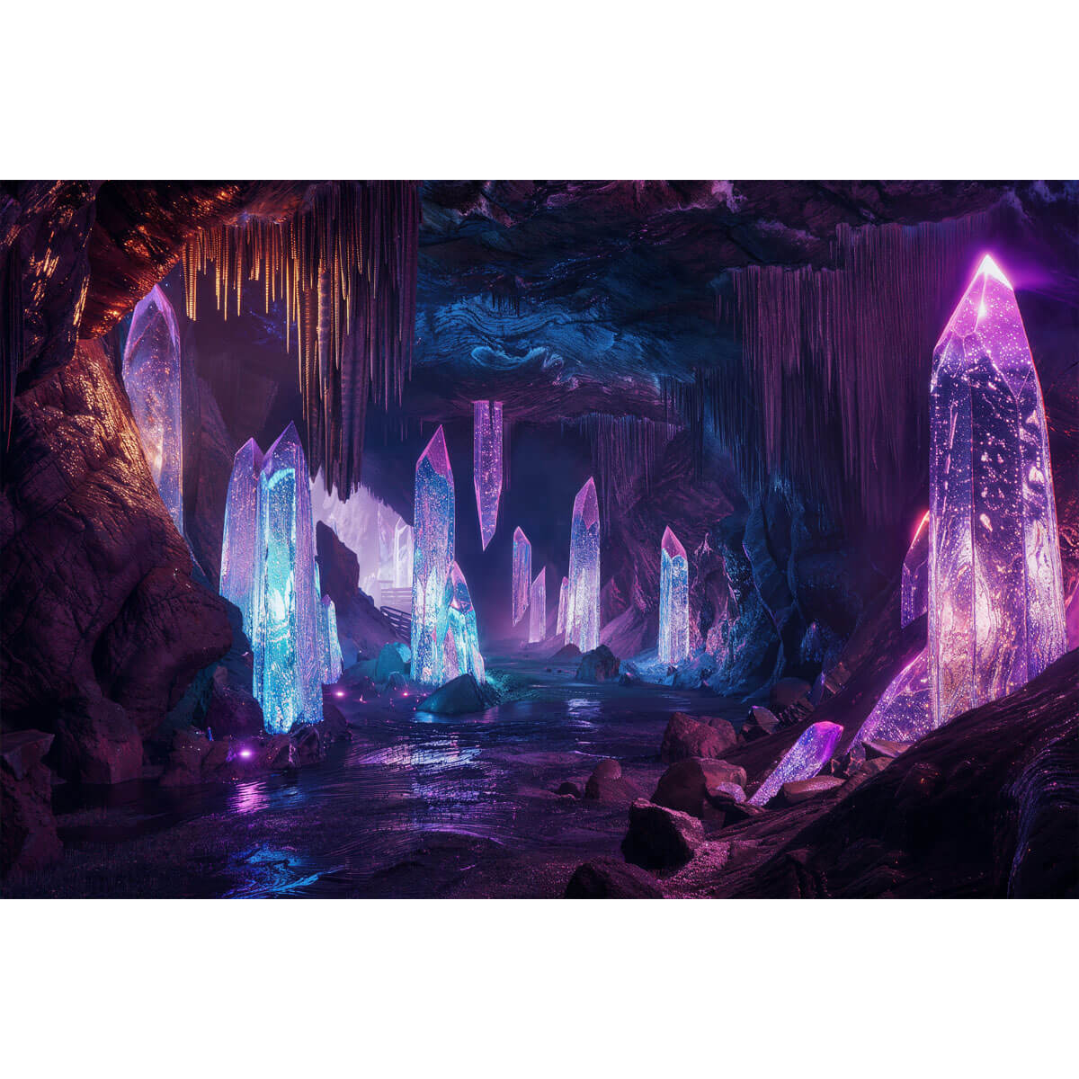 1000-Piece Premium Wooden Jigsaw Puzzle for Adults – Crystal Neon Cave Realm | Artisan Crafted, Whimsical Shapes & Unique Designs, Best Relaxation Gift