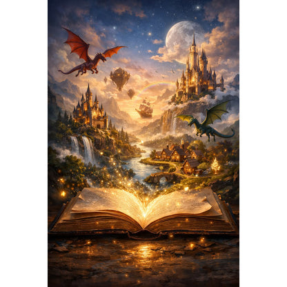 1000-Piece Premium Wooden Jigsaw Puzzle for Adults – Dragon Castle Magic Book | Artisan Crafted, Whimsical Shapes & Unique Designs, Best Relaxation Gift