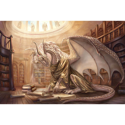 1000-Piece Premium Wooden Jigsaw Puzzle for Adults – Dragon Scholar Library | Artisan Crafted, Whimsical Shapes & Unique Designs, Best Relaxation Gift