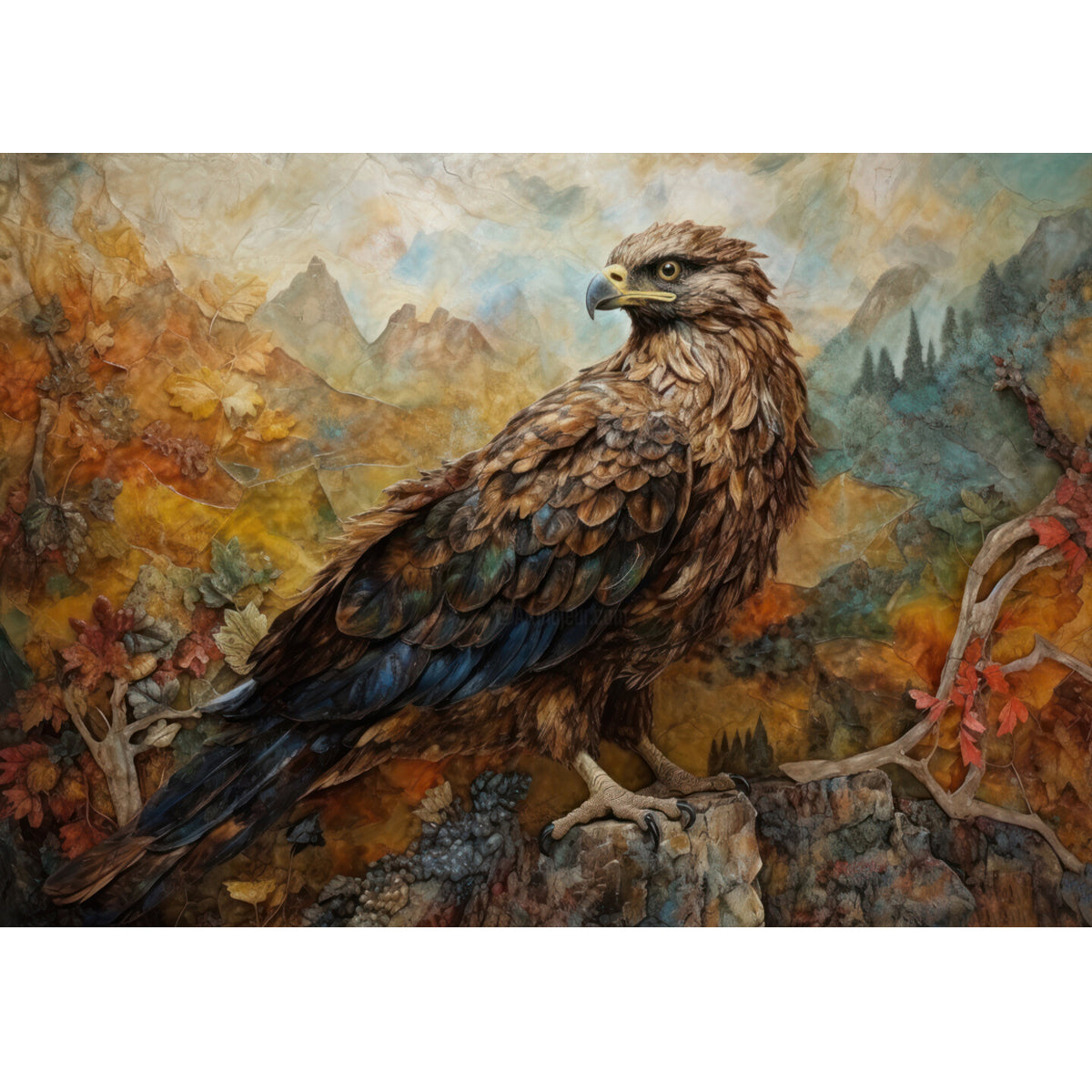 Wooden Jigsaw Puzzle 1000-Piece for Adults – Relaxing Gift Idea & Elegant Home Décor Artwork with Full-Size Poster, Premium Stress Relief Activity - Eagle - Artisan Puzzles