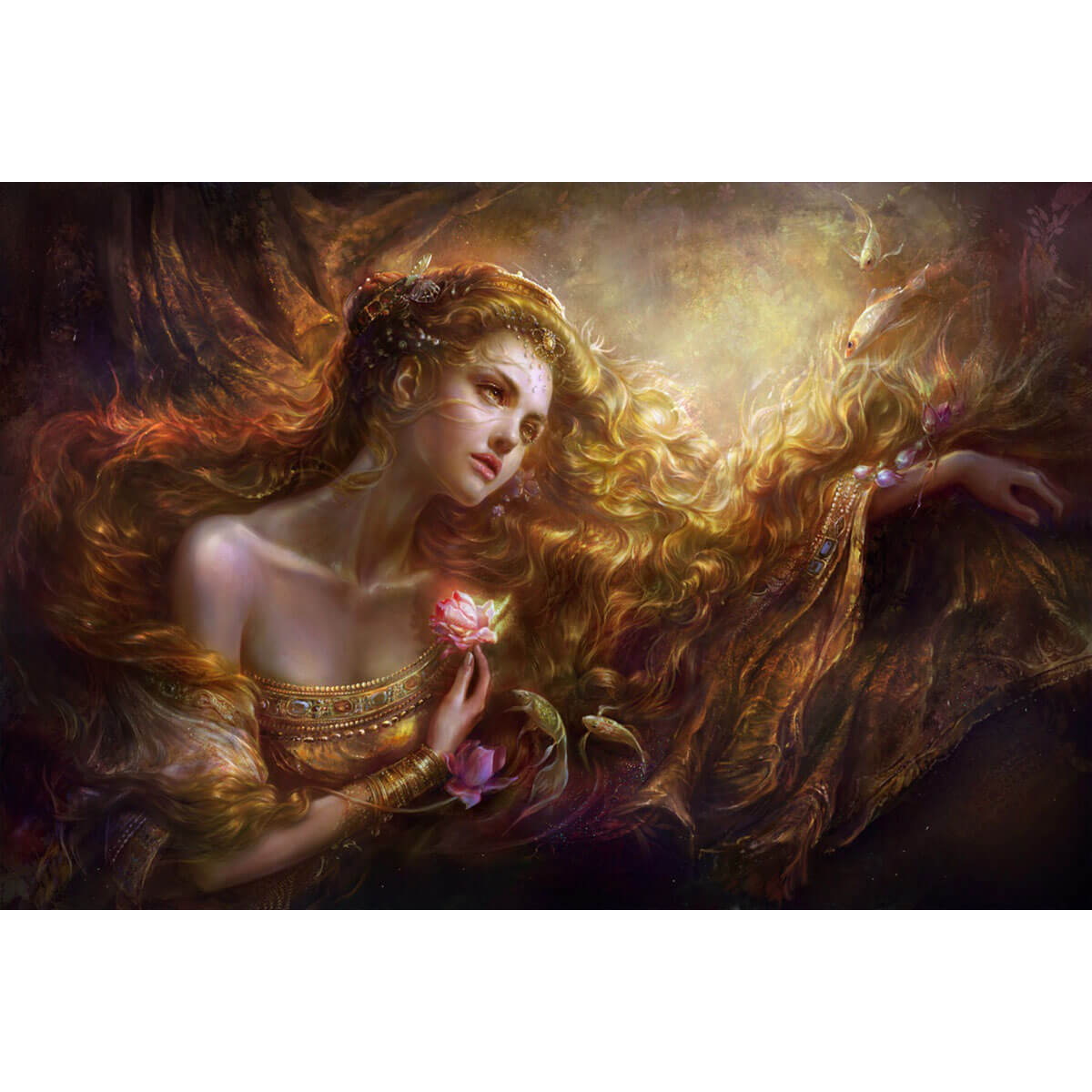 1000-Piece Premium Wooden Jigsaw Puzzle for Adults – Golden Lady | Artisan Crafted, Whimsical Shapes & Unique Designs, Best Relaxation Gift